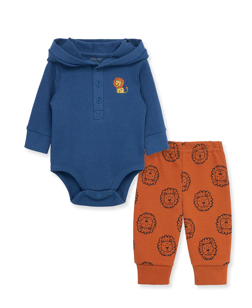 Lion Waffle Knit Bodysuit & Pant Set 813437