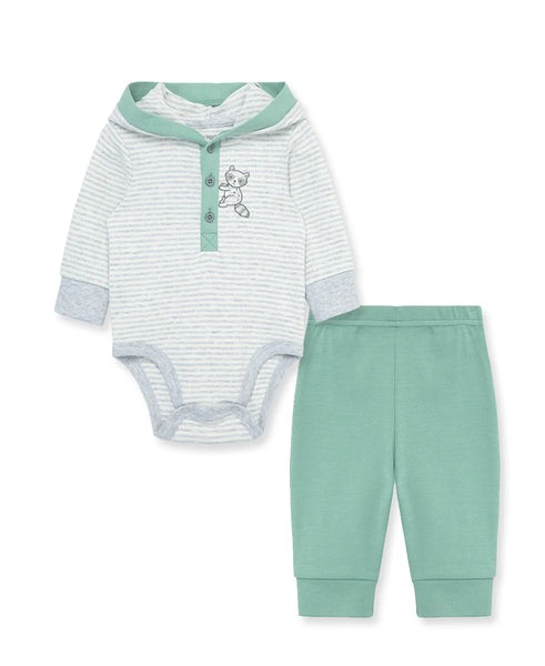 Raccoon Interlock Knit Bodysuit & Pant Set 12898