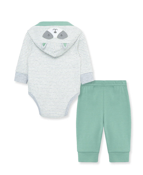 Raccoon Interlock Knit Bodysuit & Pant Set 12898