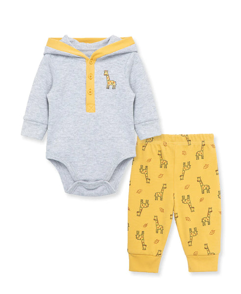 Giraffe Waffle Knit Bodysuit & Pant Set 813440