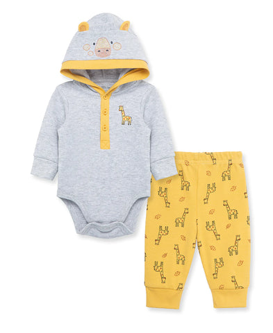 Giraffe Waffle Knit Bodysuit & Pant Set 813440