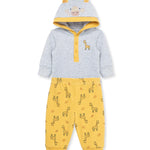 طقم بدلة نوم وبنطال من نسيج الوافل بطبعة زرافة 813440