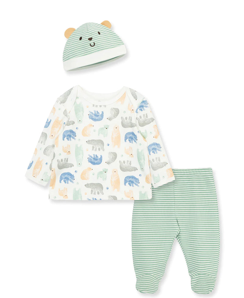 طقم وشاح كتف وقبعة من نسيج محبوك متشابك بتصميم Fuzzy Bears 13508