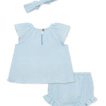 Border Gauze Short Set & Headband 16129