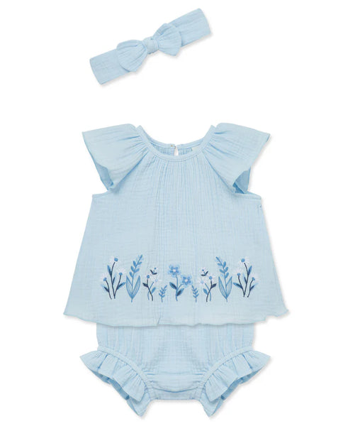 Border Gauze Short Set & Headband 16129