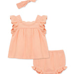 Eyelet Gauze Short Set & Headband 16130