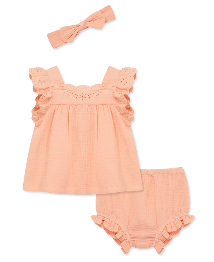 Eyelet Gauze Short Set & Headband 16130