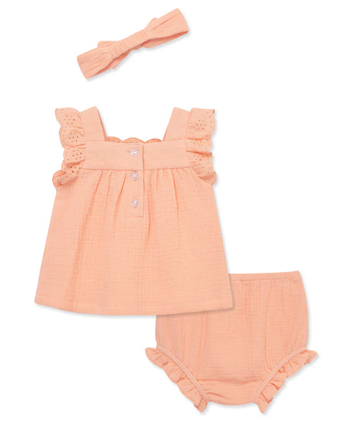 Eyelet Gauze Short Set & Headband 16130