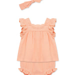 Eyelet Gauze Short Set & Headband 16130