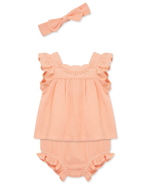 Eyelet Gauze Short Set & Headband 16130