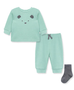 Green Bear Waffle Knit Jogger Set 13650