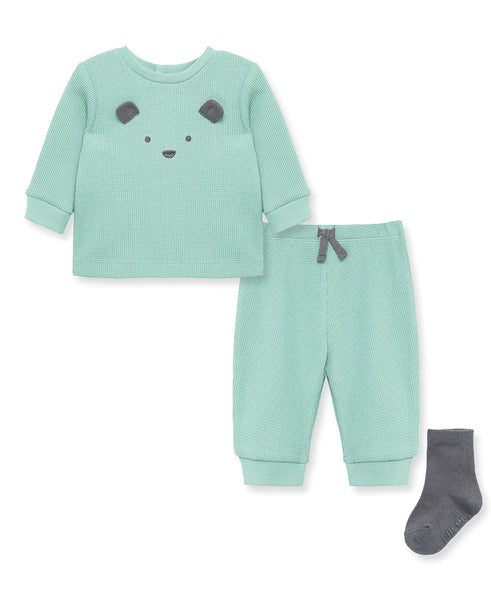 Green Bear Waffle Knit Jogger Set 13650