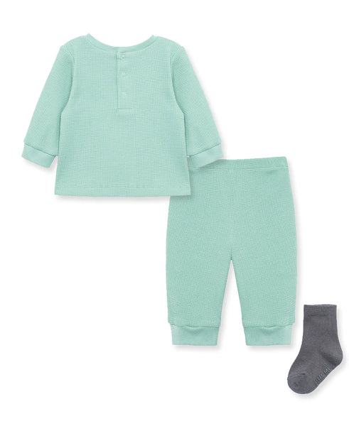 Green Bear Waffle Knit Jogger Set 13650