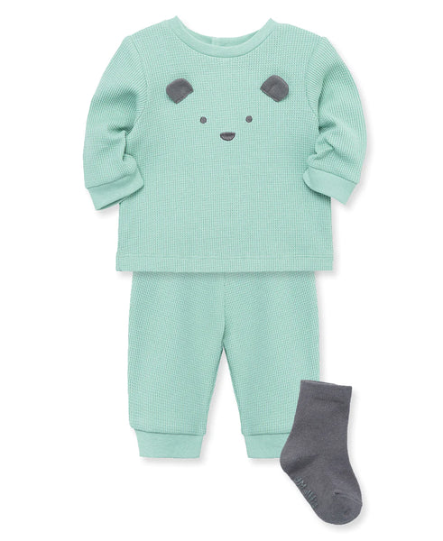 Green Bear Waffle Knit Jogger Set 13650