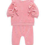 LITTLE ME Gold Dots Velour Pant Set 25-16621