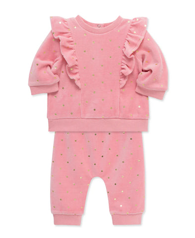 LITTLE ME Gold Dots Velour Pant Set 25-16621