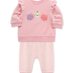 LITTLE ME Kitty Pals Velour Pant Set25-16623