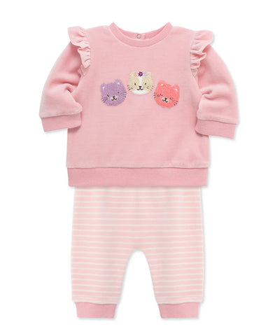 LITTLE ME Kitty Pals Velour Pant Set25-16623