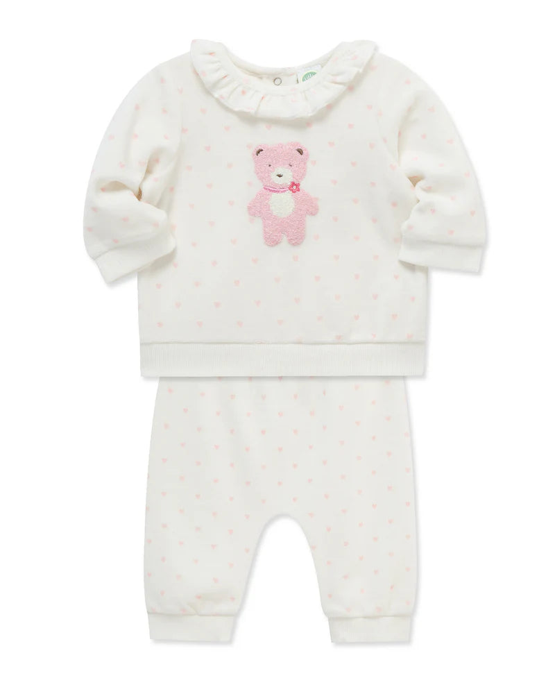 LITTLE ME Sweet Bear Velour Pant Set25-16624