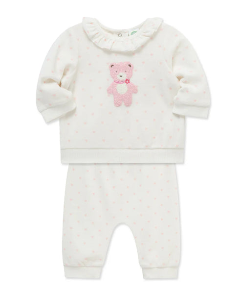 LITTLE ME Sweet Bear Velour Pant Set25-16624