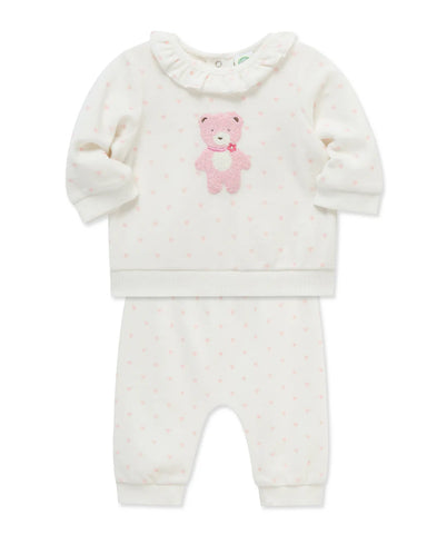 LITTLE ME Sweet Bear Velour Pant Set25-16624
