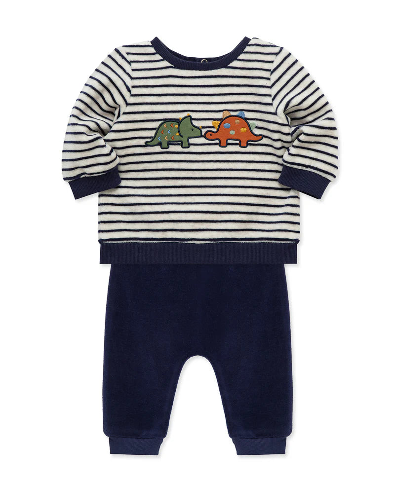 LITTLE ME Dino Stripe Velour Jogger Set25-16628
