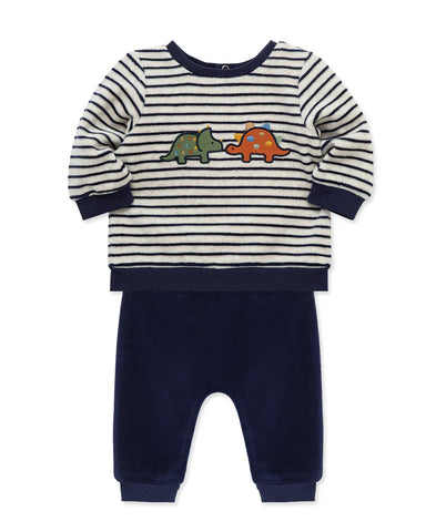 LITTLE ME Dino Stripe Velour Jogger Set25-16628