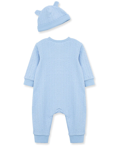 Blue Cable Knit Coverall & Hat 13659