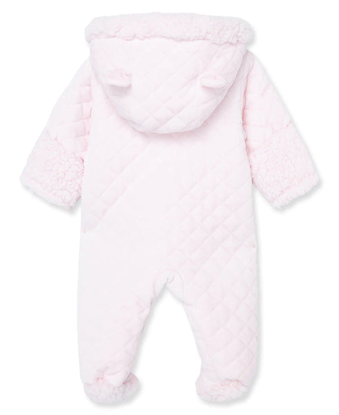 Pink Bear Quilted Velour Pram 13736