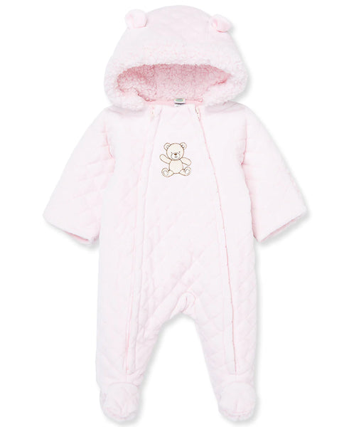 Pink Bear Quilted Velour Pram 13736