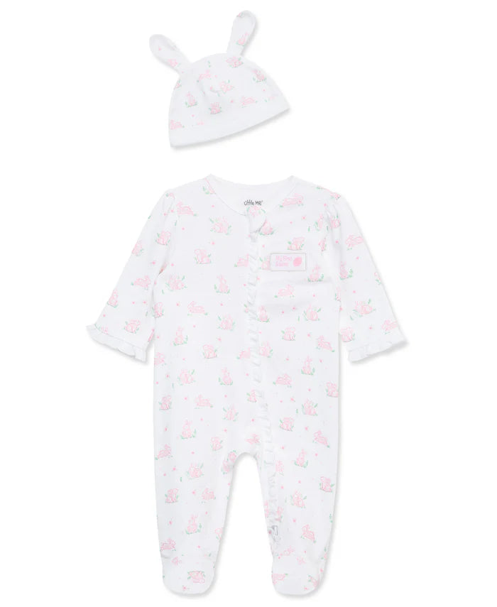 Pink Bunny Footie & Hat 15829