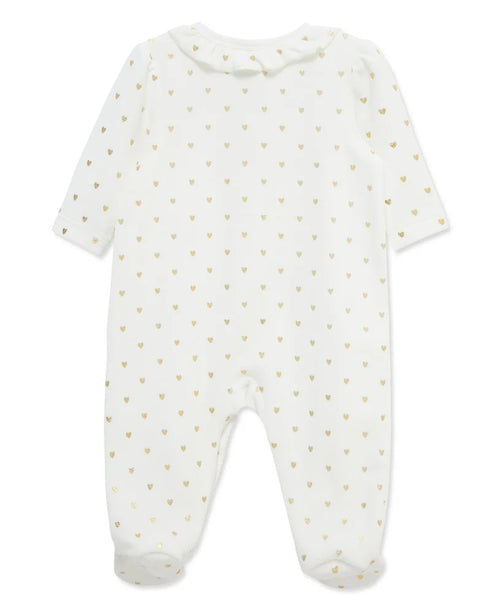 LITTLE ME Gold Hearts Velour Footie 25-16610