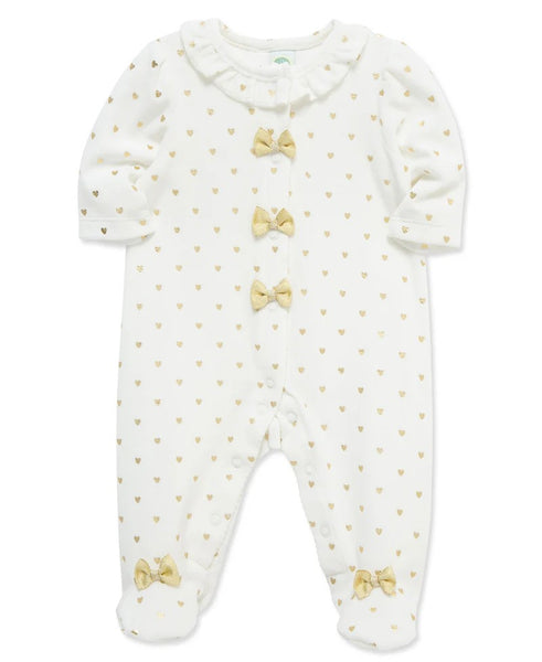 LITTLE ME Gold Hearts Velour Footie 25-16610