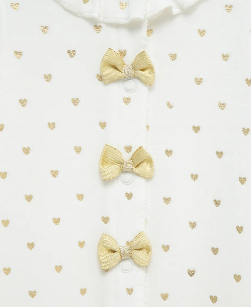 LITTLE ME Gold Hearts Velour Footie 25-16610