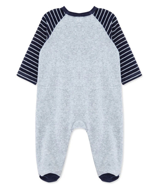 LITTLE ME Train Velour Zip Footie 25-16615