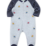 LITTLE ME Train Velour Zip Footie 25-16615