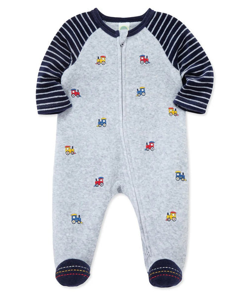 LITTLE ME Train Velour Zip Footie 25-16615