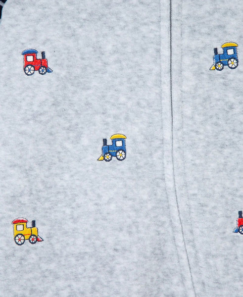 LITTLE ME Train Velour Zip Footie 25-16615