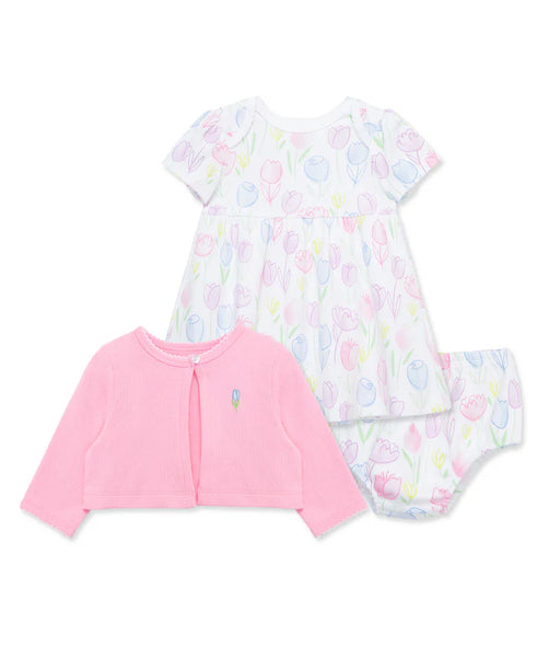 Pretty Tulips Dress & Cardigan Set 15637