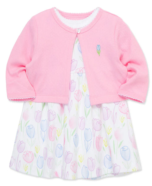 Pretty Tulips Dress & Cardigan Set 15637