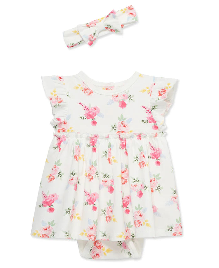 Roses Bodysuit Dress & Headband Set 15955