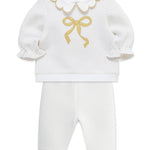 LITTLE ME Bows White/Gold Pant Set25-16760
