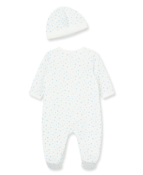 Blue Stars Quilted Footie & Hat Set 13276