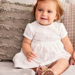 Little Me 3-piece set, 2 short-sleeved dresses with a diaper cover and a hairband, pink cotton bunny design for girls 15589