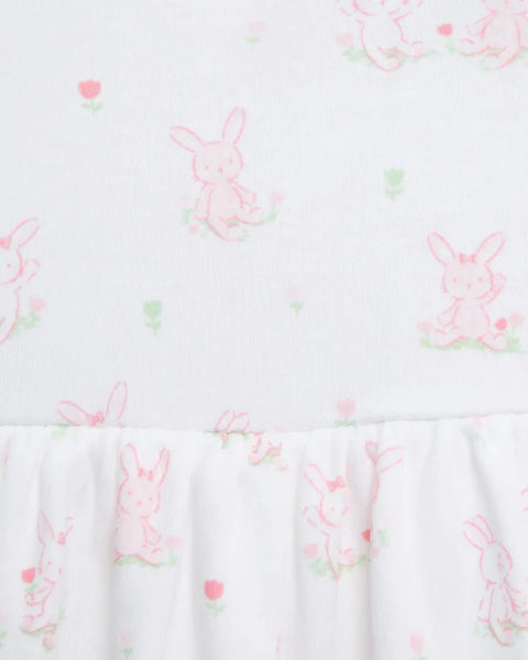 Little Me 3-piece set, 2 short-sleeved dresses with a diaper cover and a hairband, pink cotton bunny design for girls 15589