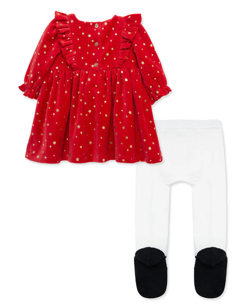 LITTLE ME Bows Shiny Red Dress Set25-16759