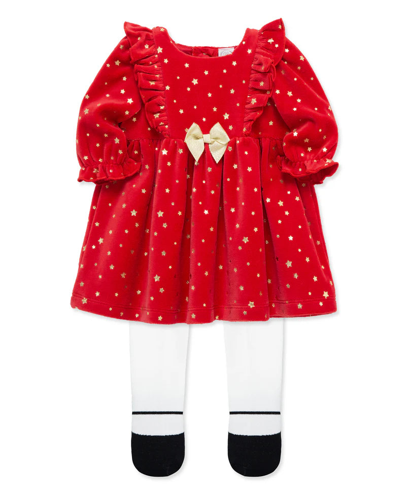 LITTLE ME Bows Shiny Red Dress Set25-16759