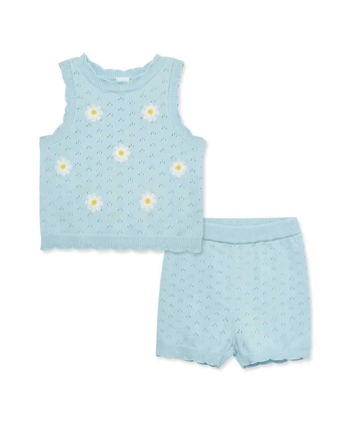 Daisy Pointelle Knit Short Set (12M-4T) 16101