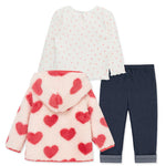 Heart 3-Piece Toddler Sherpa Jacket Set 25-16437