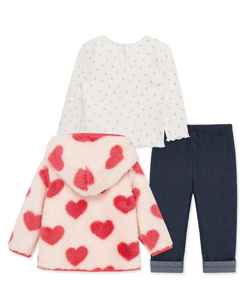 Heart 3-Piece Toddler Sherpa Jacket Set 25-16437